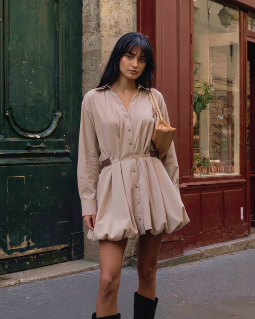 Manon Belted Shirt Mini Dress