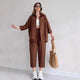 Fresha Summer Two Piece Set - full-length shot on model, brown - Miss Mosa By Akanksha