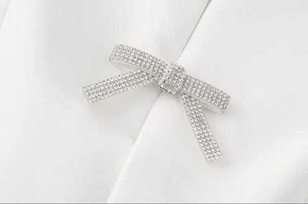 Fresta Halterneck Summer Top In White - close-up of diamante bow detail - Miss Mosa By Akanksha