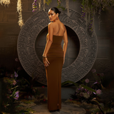 Freza Bodycon Maxi Dress In Rust