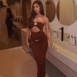 Freza Bodycon Maxi Dress In Rust