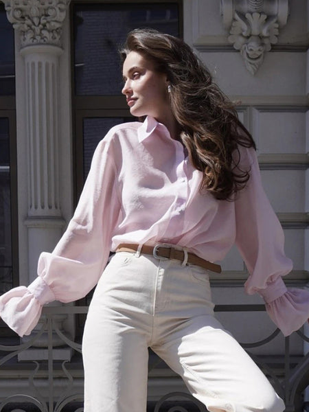 Gaga Oversized Shirt - three-quarter shot, pink - Miss Mosa By Akanksha