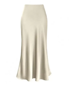 Galore Satin Midi Skirt - front shot, champagne cream - Miss Mosa By Akanksha