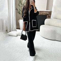 Gary Luxe Winter Coord Set - Set of Top and Pants - lifestyle shot on model, black - Miss Mosa By Akanksha