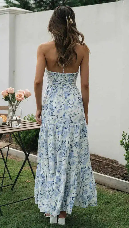 Gemmo Breezy Summer Holiday Dress - back shot on model, multicolour - Miss Mosa By Akanksha