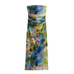 Genna Bodycon Summer Dress - styled flat-lay shot, multicolour - Miss Mosa By Akanksha
