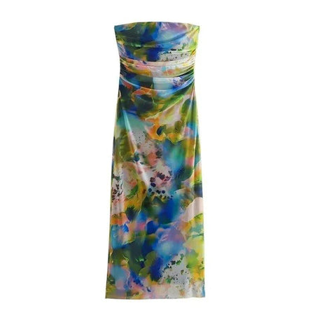 Genna Bodycon Summer Dress - styled flat-lay shot, multicolour - Miss Mosa By Akanksha