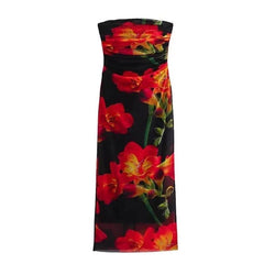 Genna Bodycon Summer Dress - styled flat-lay shot, red - Miss Mosa By Akanksha