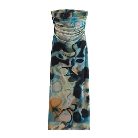 Genna Bodycon Summer Dress - styled flat-lay shot, blue - Miss Mosa By Akanksha