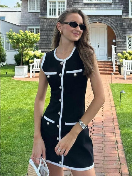 Genny Luxe Soft Knit Dress In Black - lifestyle shot on model, black - Miss Mosa By Akanksha