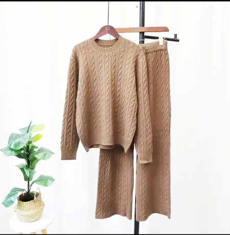 Georgina Statement Winter Coord Set- Tracksuit - flat-lay shot on hanger, camel - Miss Mosa By Akanksha