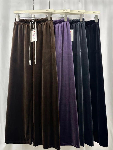 Gerardo Wide Leg Velvet Pants - front shot on hanger, multicolour - Miss Mosa By Akanksha