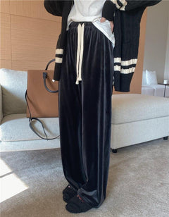 Gerardo Wide Leg Velvet Pants - front shot on model, black - Miss Mosa By Akanksha
