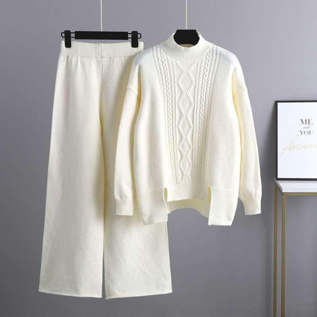 Gerika Woolen Coord Set - styled flat-lay shot, cream - Miss Mosa By Akanksha
