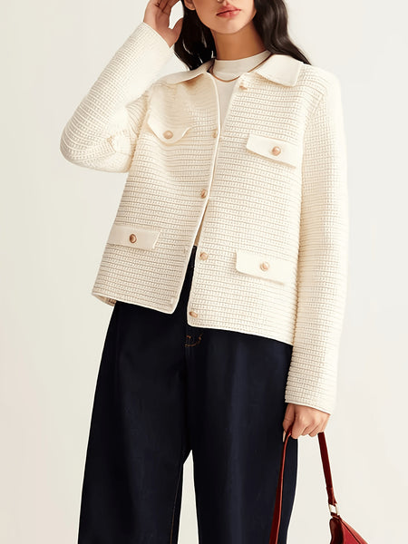 Gianna Soft Knit Cardigan In Off White - front shot on model - Miss Mosa By Akanksha