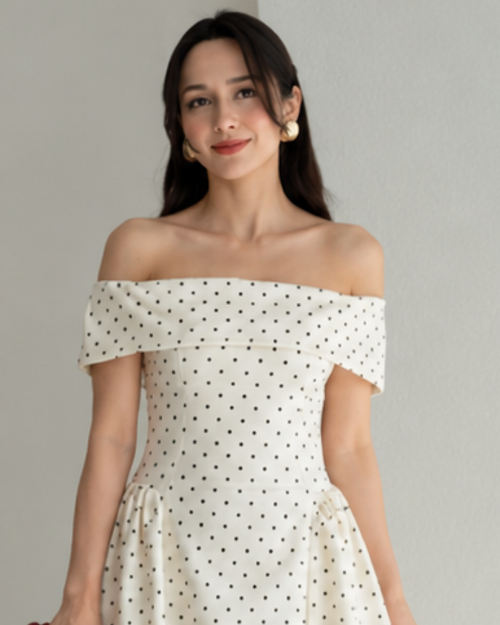Giulia Drop Waist Polka Midi Dress