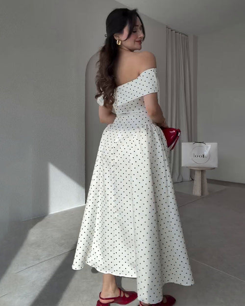 Giulia Drop Waist Polka Midi Dress