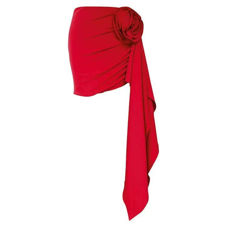 Giza Holiday Swimsuit with Skirt - flat-lay product shot, red - Miss Mosa By Akanksha