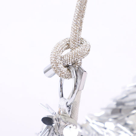 Glitz Embellished Hand Bag - close-up shot of crystal handle, silver - Miss Mosa By Akanksha