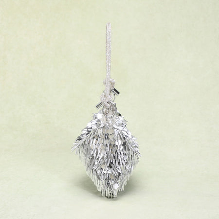 Glitz Embellished Hand Bag - angled shot, silver - Miss Mosa By Akanksha