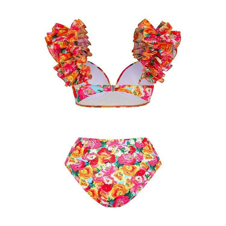 Glove Bikini With Ruffled Skirt In Multi - flat-lay back shot of the bikini - Miss Mosa By Akanksha