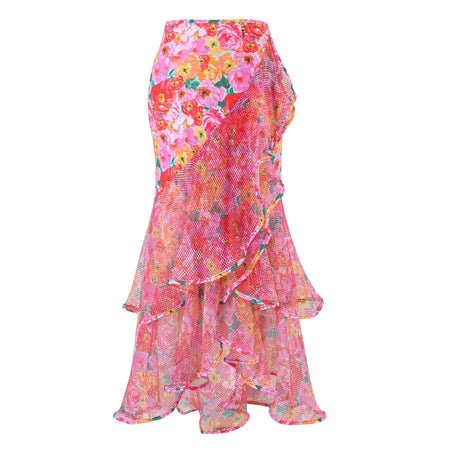Glove Bikini With Ruffled Skirt In Multi - flat-lay product shot of the skirt - Miss Mosa By Akanksha