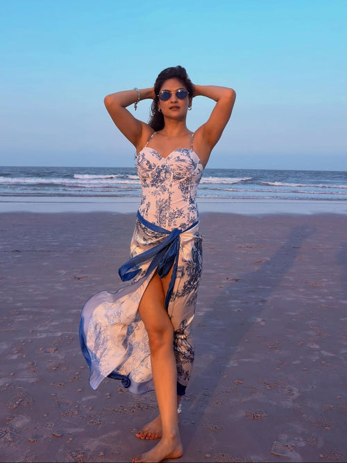 Greece swimsuit with Sarong Skirt