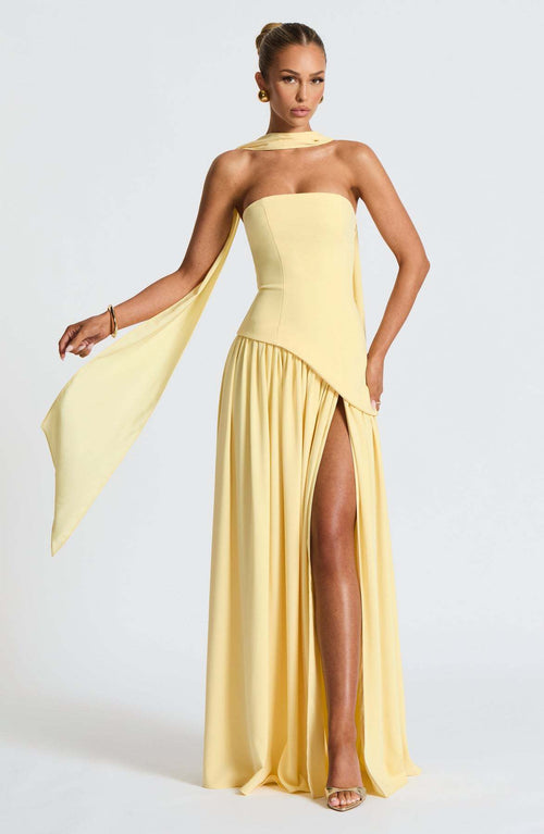 Greer Slit Maxi Dress With Scarf