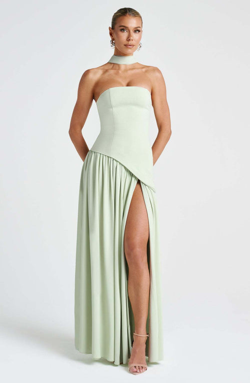 Greer Slit Maxi Dress With Scarf