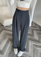 Redra Buttoned High Waist Pants In Olive