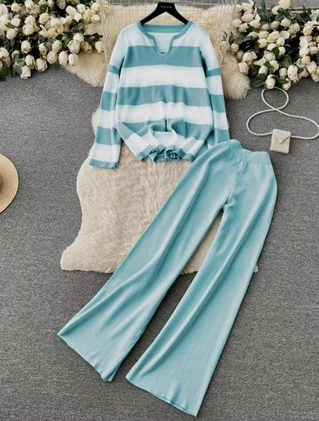 Haddie Woolen Coord Set - styled flat-lay shot, blue - Miss Mosa By Akanksha