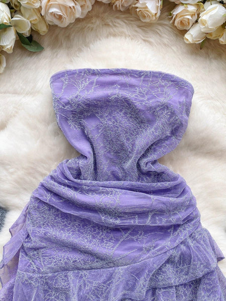 Hahn Ruffled Bodycon Dress - close-up of bodice, purple - Miss Mosa By Akanksha