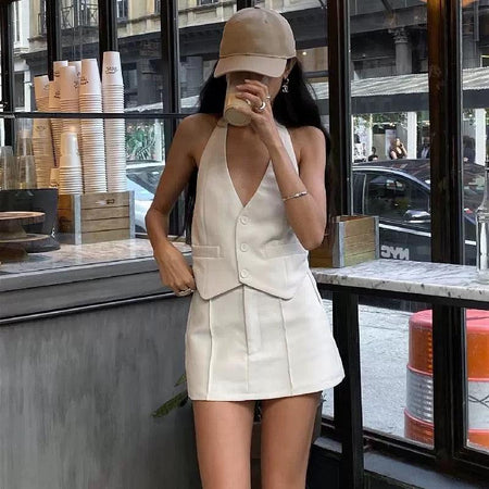 Halor Luxe Co-ord Set In White - lifestyle shot on model, white - Miss Mosa By Akanksha