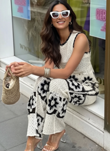 Hanako Crochet Coord Set -Resortwear In Beige