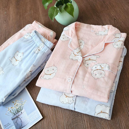 Hansel Cute Cotton Nightsuits - styled flat-lay shot, pink - Miss Mosa By Akanksha