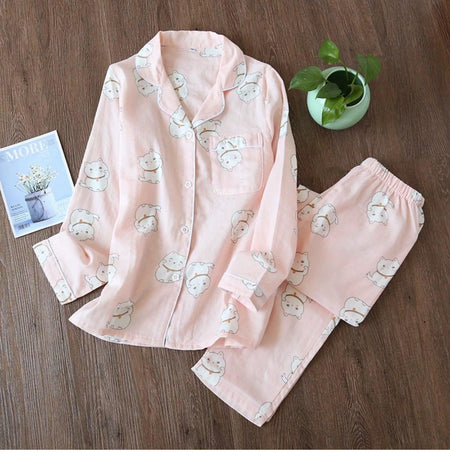 Hansel Cute Cotton Nightsuits - styled flat-lay shot, pink - Miss Mosa By Akanksha