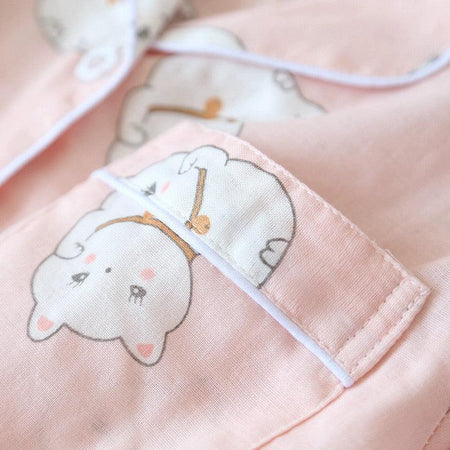 Hansel Cute Cotton Nightsuits - close-up of pocket, pink - Miss Mosa By Akanksha