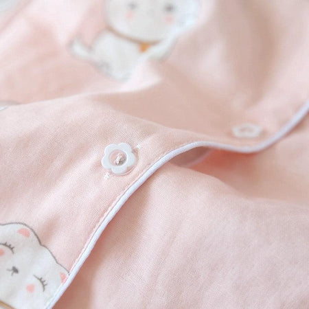 Hansel Cute Cotton Nightsuits - close-up of button, pink - Miss Mosa By Akanksha