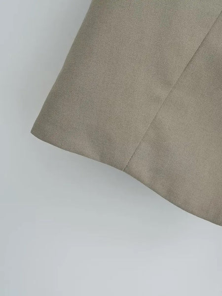 Hansel Knot Up Summer Tops - close-up of fabric texture, khaki - Miss Mosa By Akanksha