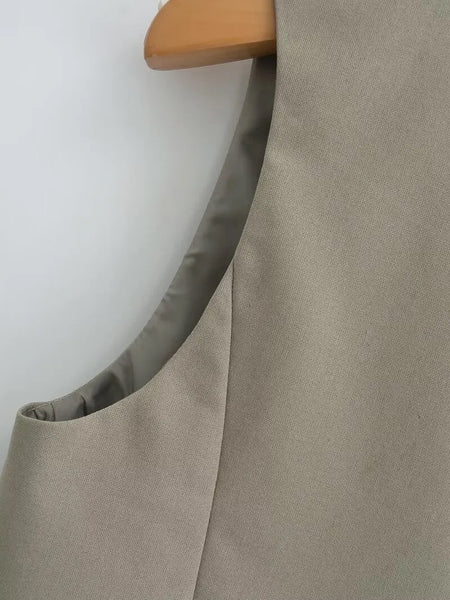 Hansel Knot Up Summer Tops - close-up of fabric detail, khaki - Miss Mosa By Akanksha