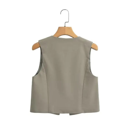 Hansel Knot Up Summer Tops - hanging product shot, khaki - Miss Mosa By Akanksha