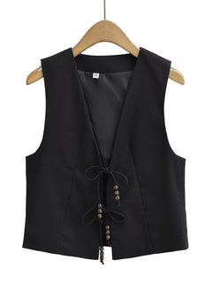 Hansel Knot Up Summer Tops - hanging product shot, black - Miss Mosa By Akanksha