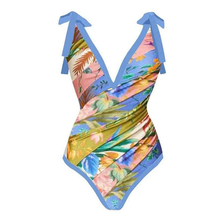 Hardy Swimsuit With Sarong - flat-lay product shot, multicolour - Miss Mosa By Akanksha