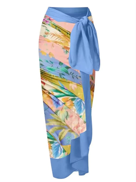 Hardy Swimsuit With Sarong - flat-lay product shot, blue - Miss Mosa By Akanksha