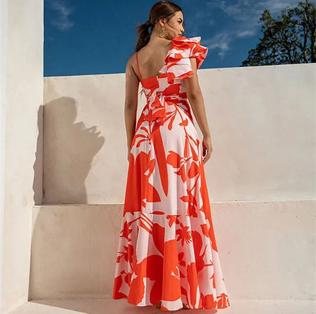 Harley Swimsuit With Sarong Skirt In Orange - flat-lay styling layout - Miss Mosa By Akanksha