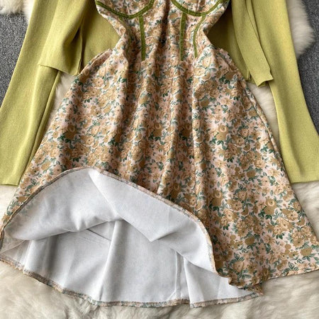 Harriet Set of Dress and Cape - styled flat-lay shot, green - Miss Mosa By Akanksha