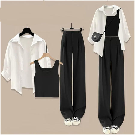 Harriet Summer Coord Set of 3 In Black - styled outfit layout shot of the three-piece set - Miss Mosa By Akanksha
