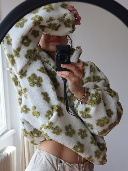 Harris Floral Oversized Sweatshirt - front shot on model, off-white and green - Miss Mosa By Akanksha