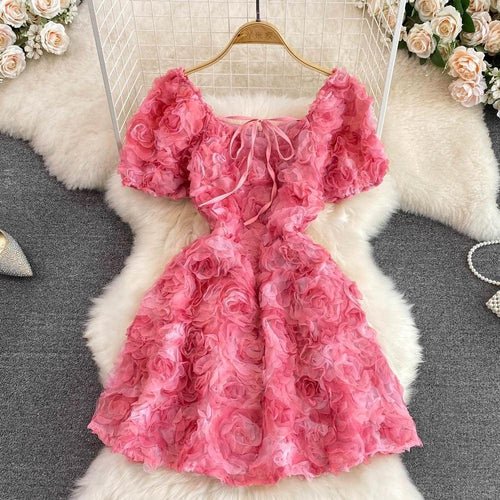 Harrold 3D Floral Dress In Pink