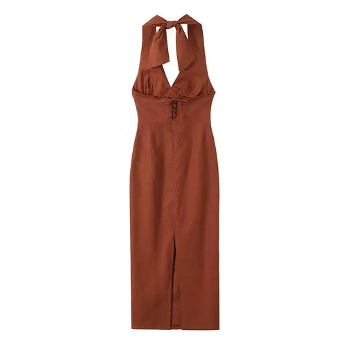 Harry Bodycon Midi Dress in Brown